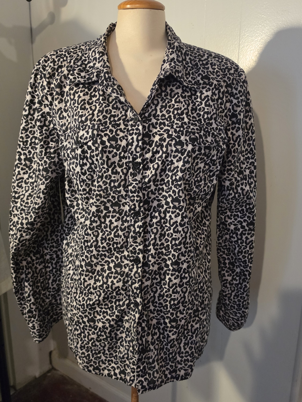 Style & Co. Black and White Leopard Print Top